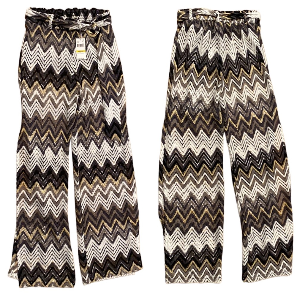 Trina Turk Chevron Print Drift Side Slit Crochet Lounge Pool Swim Pants NWT M - Picture 2 of 10